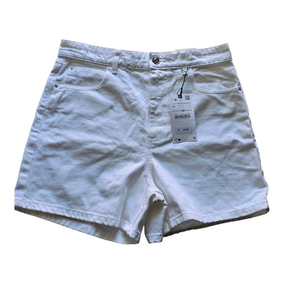Zara Pants - Zara White Denim Mom Shorts Sz 8 Women New